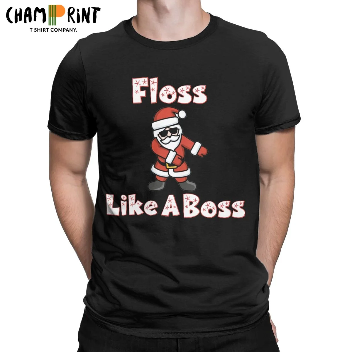 

Floss Like A Boss Santa Men T Shirts Christmas Leisure Tees Short Sleeve Crew Neck T-Shirts Cotton Summer Clothes