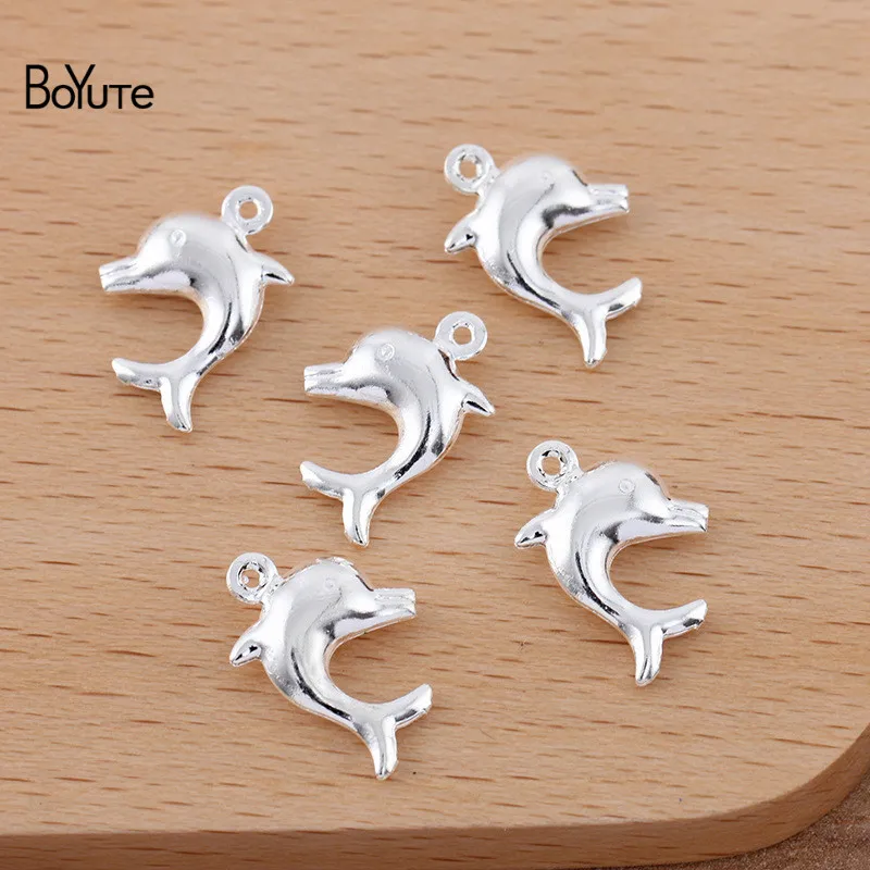 

BoYuTe (100 Pieces/Lot) 13MM Metal Brass Middle Hollow Small Dolphin Charms Jewelry Accessories Diy Handmade Materials