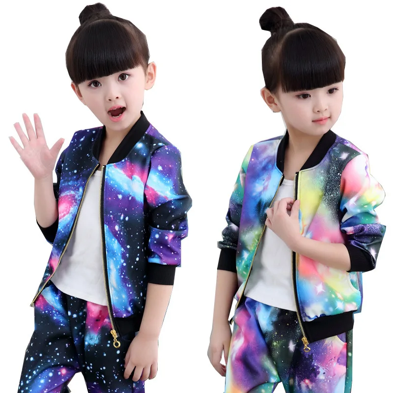 

Girls Clothes Sets Outerwear Shining Star Pattern Jacket And Pants Children Clothing Suits For Spring Autumn Kids Clothes Sets