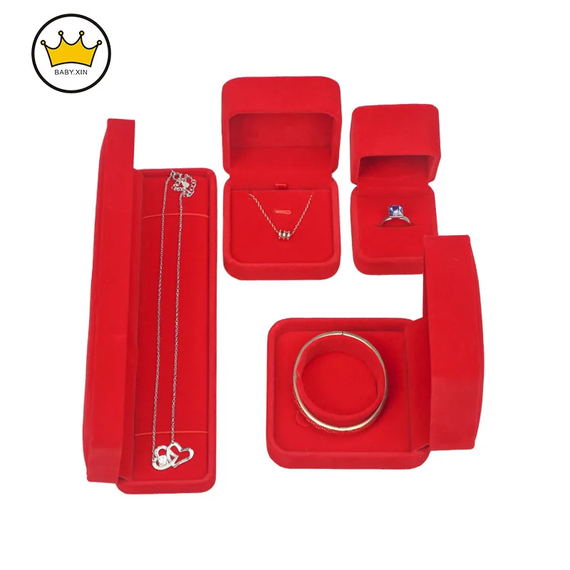 

Quality Gift Box for Jewellery Red Velvet Ring Box Pendant Storage Boxes Jewelry Organizer Cases Gift Boxes for Jewellery