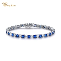 wong rain 925 sterling silver sapphire created moissanite gemstone charm bracelets for women wedding engagement fine jewelry