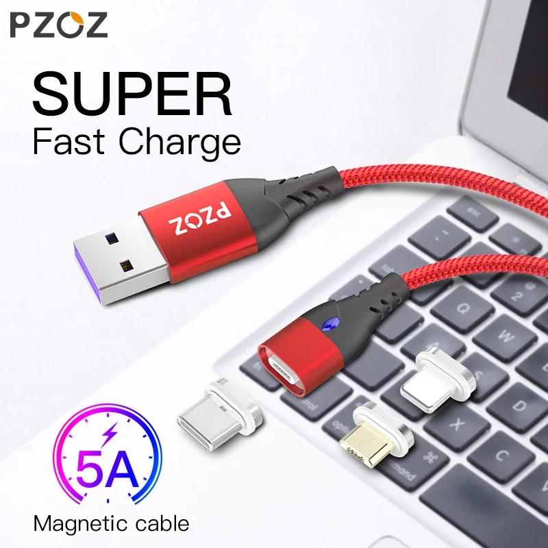 PZOZ микро USB C Магнитный кабель 5А супер быстрая зарядка телефона тип-c магнитное зарядное устройство Microusb для iPhone samsung Galaxy S10 huawei