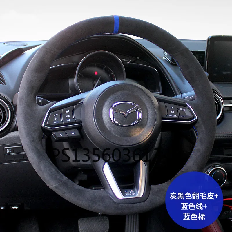 

DIY hand-stitched steering wheel cover fit for Mazda 3/5/6 Atez Angsai cx-30 CX-5 CX-4 CX-7 leather grip cover