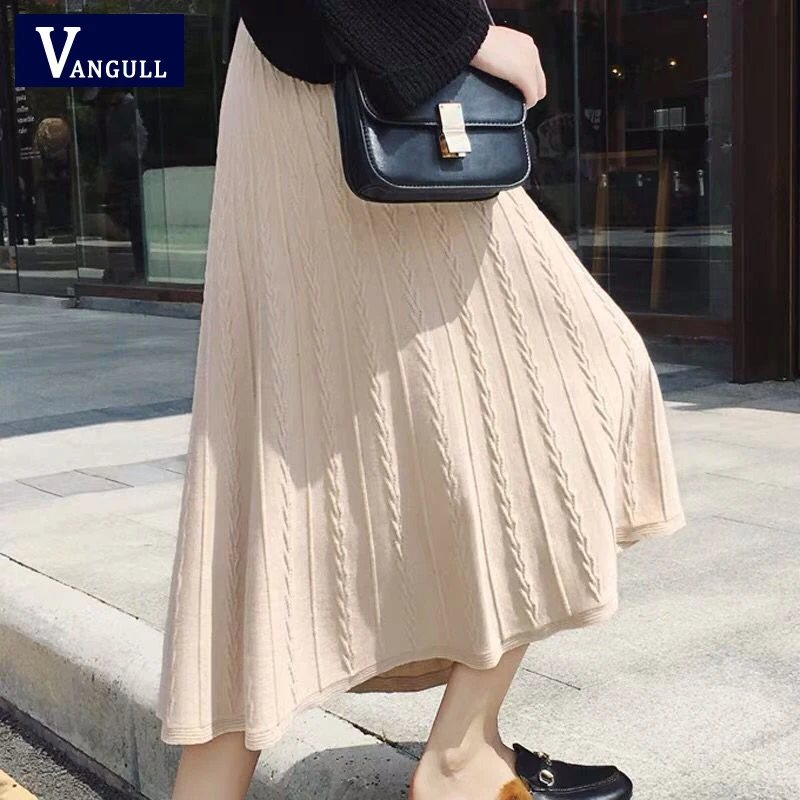 Vangull зимняя женская Свободная шерстяная юбка с высокой талией базовая верхняя
