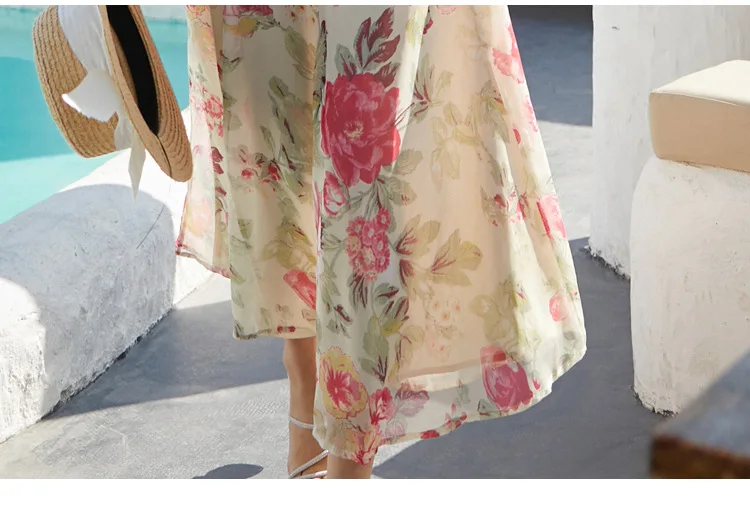 

Holiday skirt seaside beach skirt retro floral skirt halter suspender skirt long skirt female summer