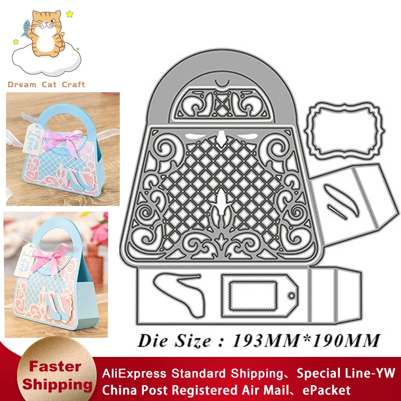 

New Christmas Fashion High Heels Handbag Metal Cutting Dies Mold Scrapbook Paper Craft Knife Mould Blade Punch Stencils Dies Cut