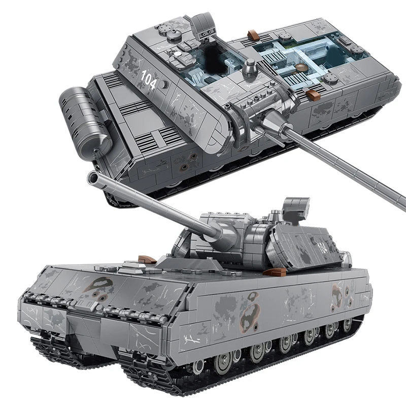 

Military Heavy Tank Panzer VIII Maus Building Blocks Leopard 2 Soldier Police Army Weapons Bricks Children Toys Gifts