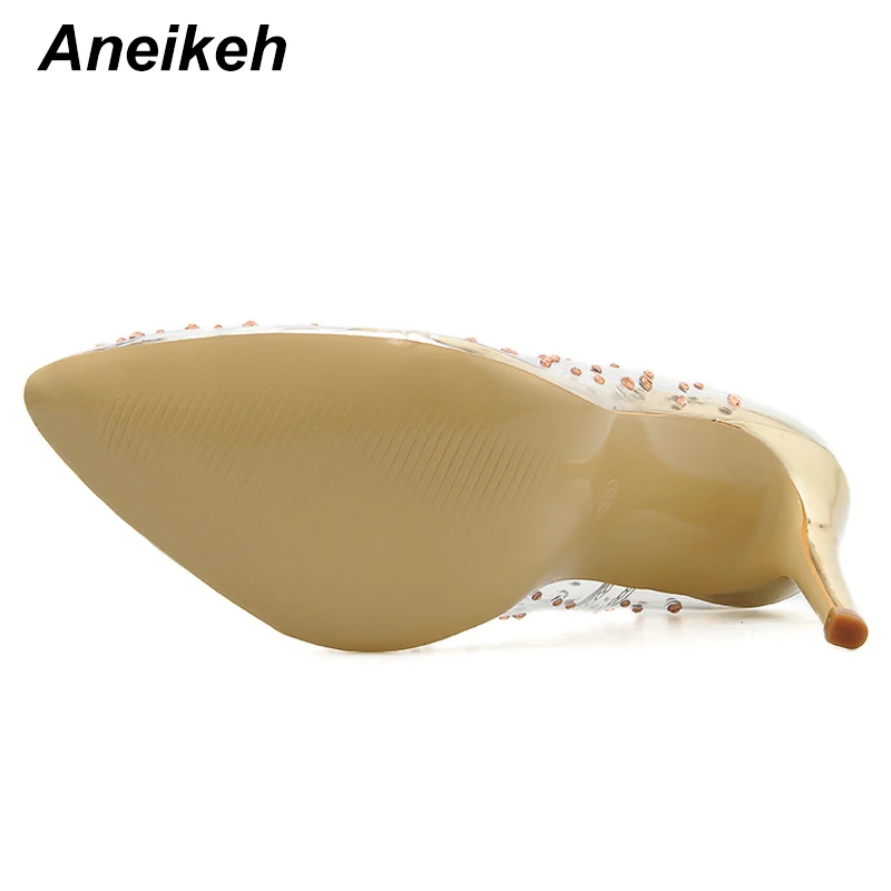 Aneikeh 2021 весенние ПВХ пикантные туфли-лодочки с острым носком женские фетиш туфли