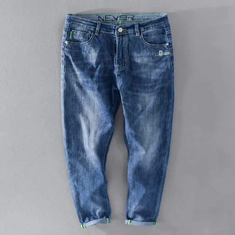 

New style ankle-length spring and summer Italy brand jeans men pants casual trendy trousers men stretch mens clothing