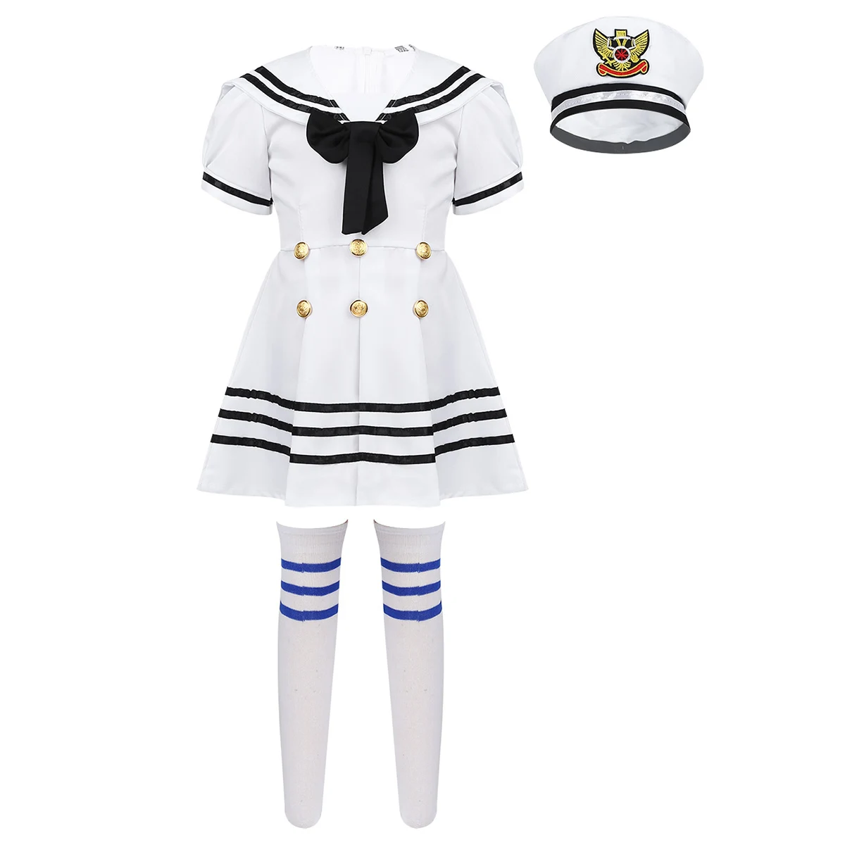 Teen Girls Dress Chorus Stage Wear Dance Performance Navy Sailor Costumes Kids Army Suit Halloween Cosplay Party Up | Тематическая