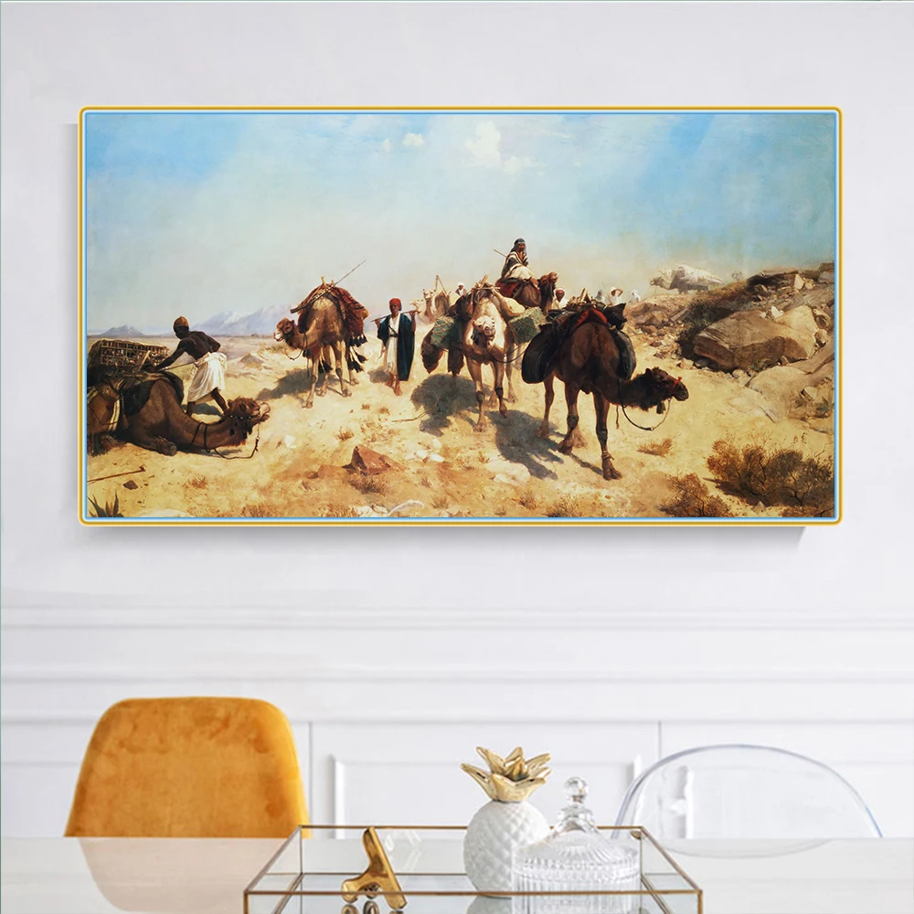 

Citon Jean-Leon Gerome Crossing пересекающая пустыню Canvas Холст Картина маслом всемирно известная картина художественное оформление современный настенн...
