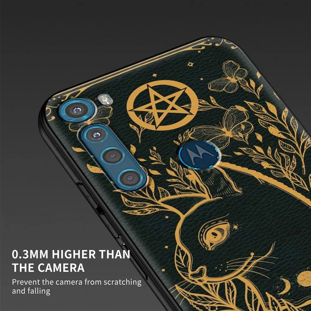 Чехол для Motorola Moto G9 Play G8 Power Lite One Fusion Plus Hyper G30 Soft G Stylus Phone Coque Fundas Witches Moon Cat Tarot |