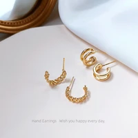 925 silver needle plated 14k real gold half curved earrings earing women earrings for women unusual earrings gift to girlfriend