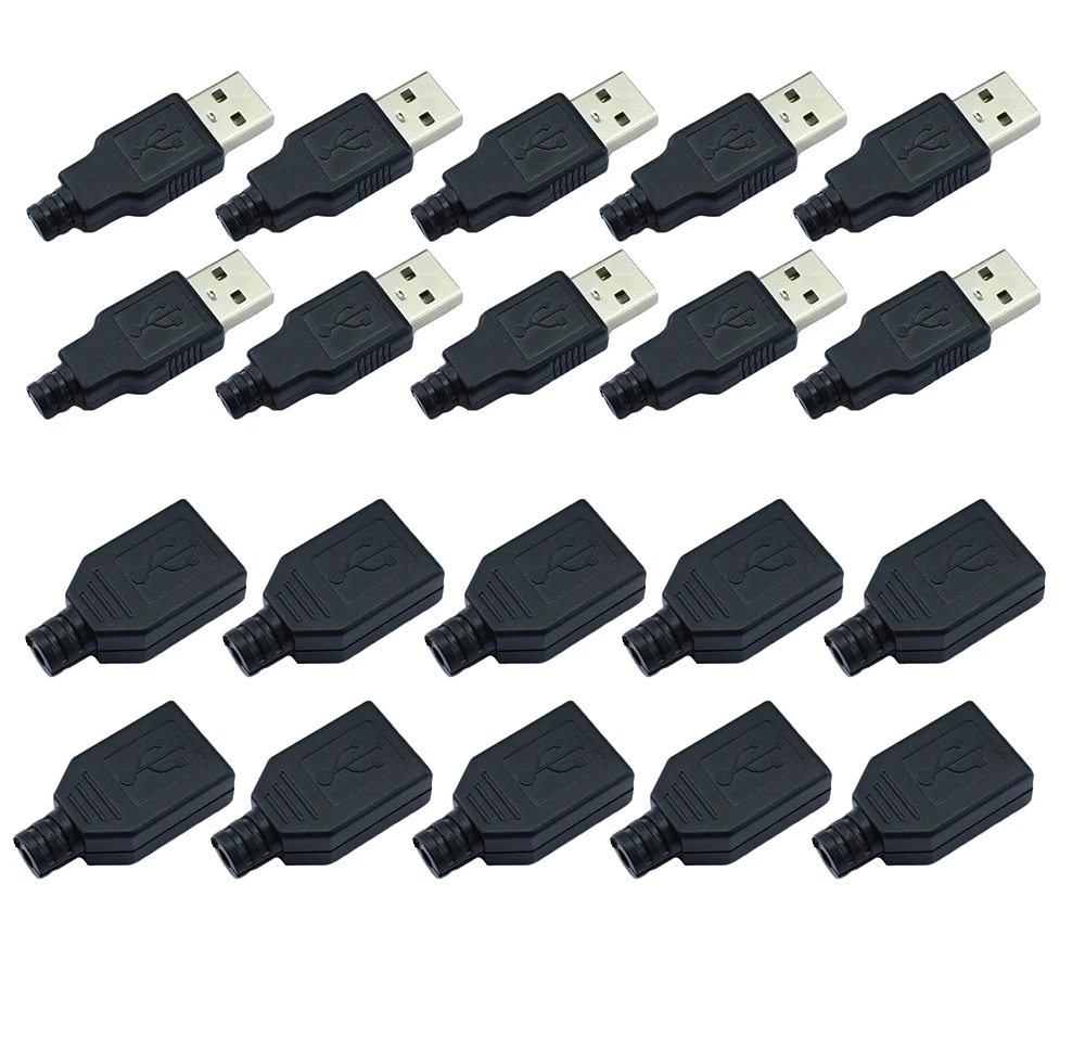 20 штук мужской муфтовый стыковочный USB 4 Pin разъем с черной Пластик крышка