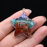 7 chakras natural stone pendants reiki heal five pointed star orgonite amulet for jewelry making diy women necklace gifts