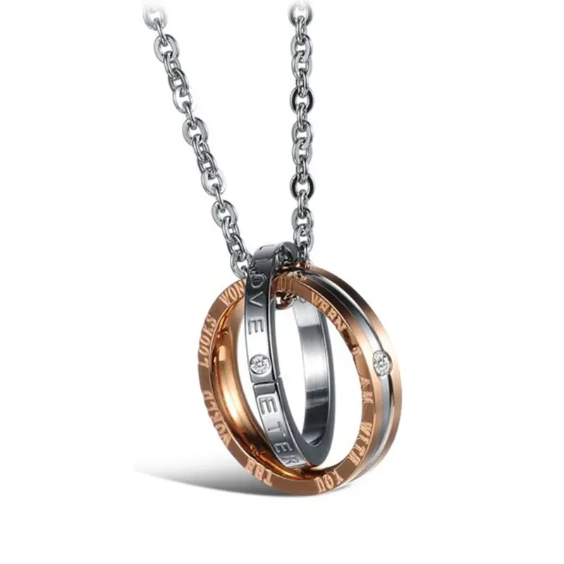 Вечная Любовь Пряжка пары кулон ожерелье титановая сталь Рождественский подарок