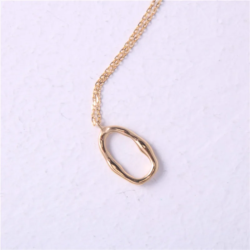 

High End Stainless Steel Jewelry Irregular Oval Pendant Necklace For Women