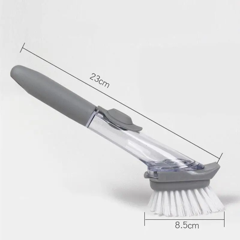

Refillable Liquid Cleaning Brush Kitchen Bowl Scrubber Cleaning Sponge Long Handle Dispenser Cleaner Tool With Dish Soap Washing