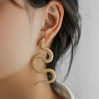 new punk personality exaggerated snake earrings men and women carved metal alloy hanging ear studs fashion european jewelry