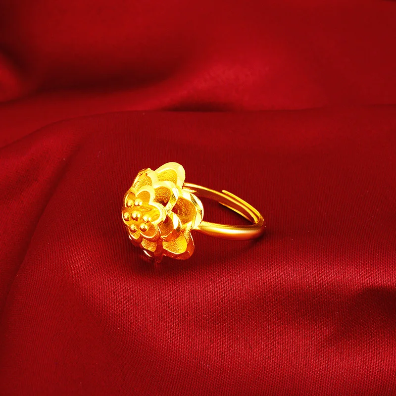 

KOREAN 14K GOLD RING DELICATE SAND GOLD ORNAMENT YELLOW GOLD WOMEN'S WEDDING ENGAGEMENT JEWELRY PETALS FLOWER RING BIRTHDAY GIFT