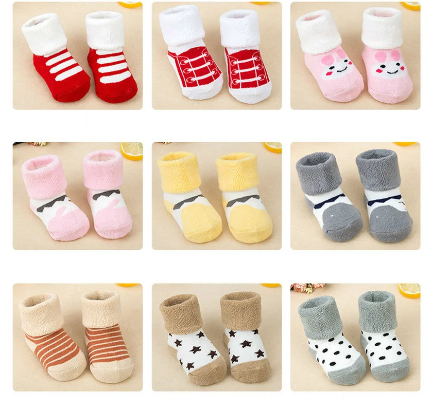 Новые детские носки для малышей нескользящие носки-тапочки девочек теплые