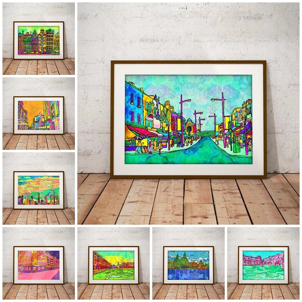 

Canvas Wall Art Home Decorative Cartoon Beautiful View Sunset HD Printed Poster Painting Modern Modular No Frame For Living Room