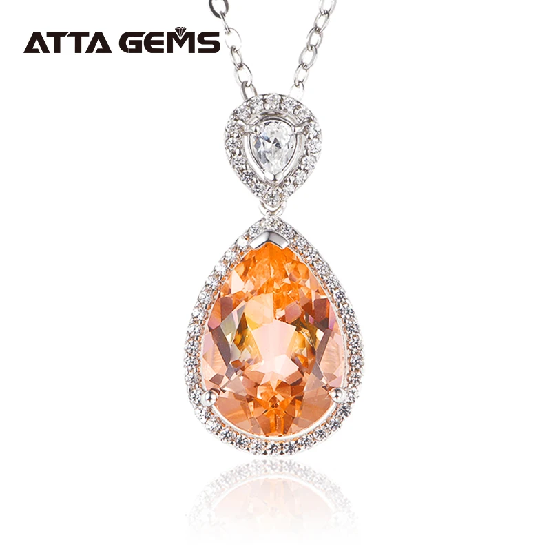 Женский кулон из серебра 6 5 пробы с изображением моранита|pear pendant|ring pendantring fine jewelry