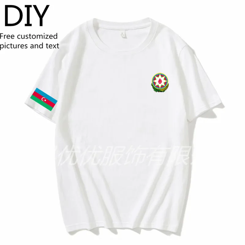 

AZERBAIJAN t shirt Men Women 100% Cotton Fashion free custom made name number lag clothing tees Tshirt Loose O-neck Clothes