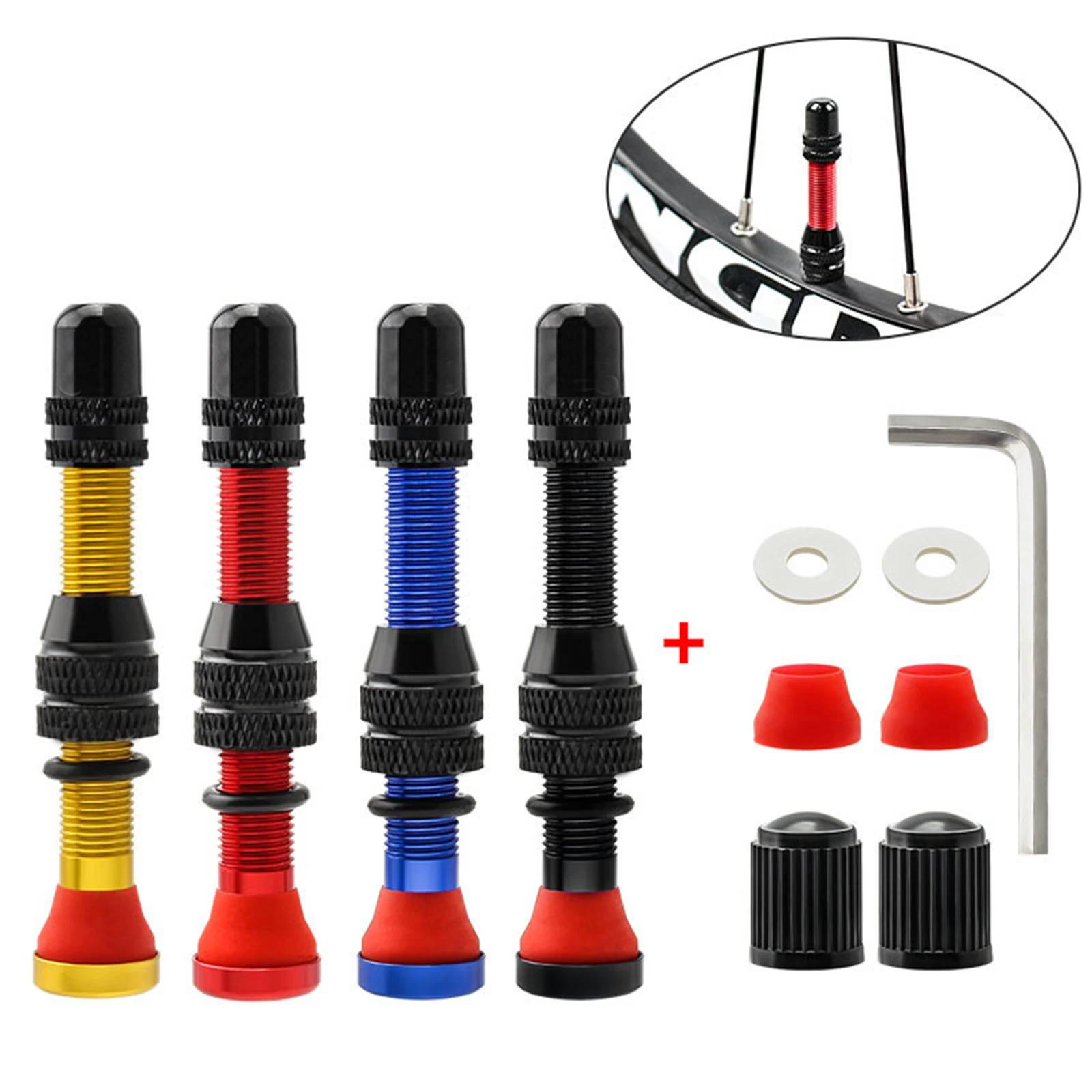 

2pcs Tubeless Valve Stem Kit Bike Tubeless Valve Stem Valve Core Tool Aluminum Alloy Valve Core Accessories Tubeless Tyre Valve