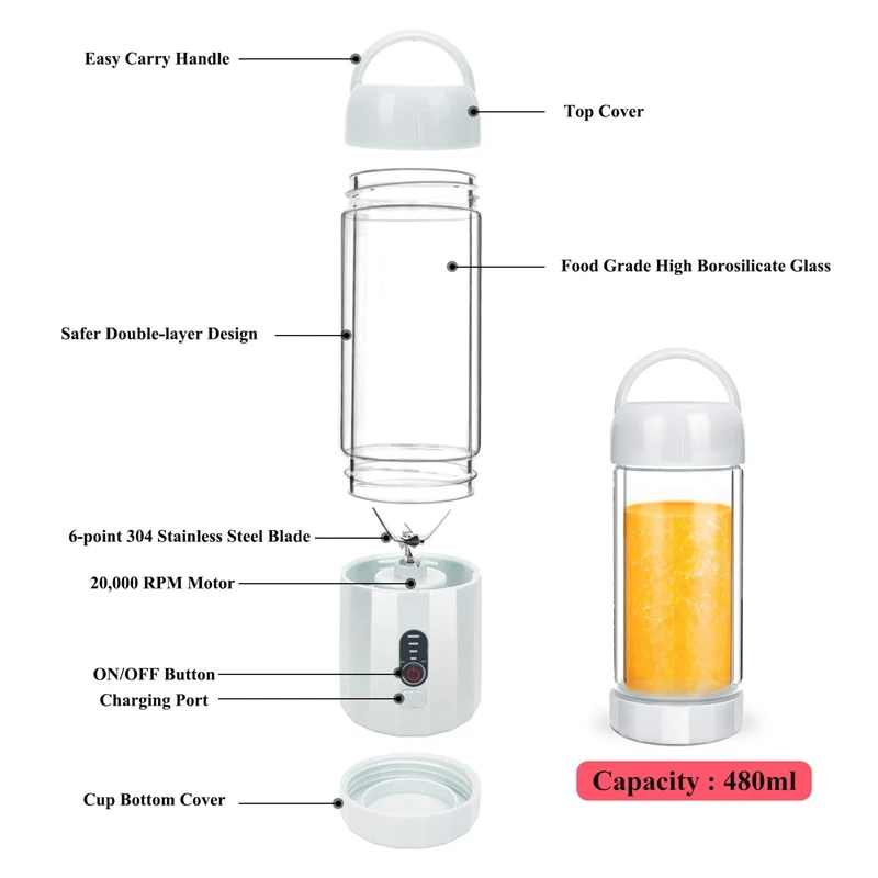 Лучшие предложения персональный портативный Блендер с 480 мл бутылочкой для