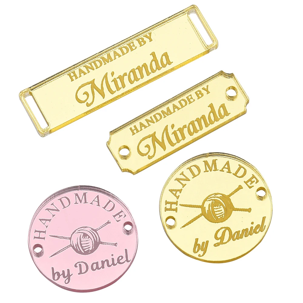 Индивидуальные гравированные акриловые этикетки для одежды бирки ручной работы