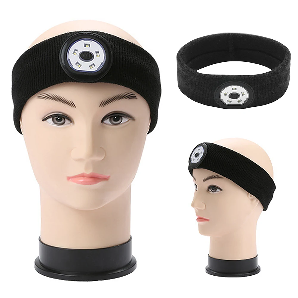 

Headband Sweat Headbands with LED Lights for Men Women Workout Head Band Sweatbands Outdoor Running Night Safety