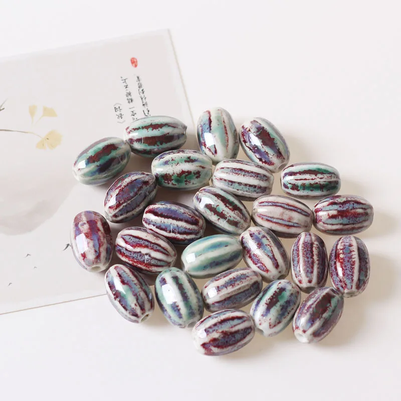 Missxiang Hand-woven necklace bracelet beaded diy material ceramic jewelry kiln variable watermelon loose beads Spacer | Украшения и