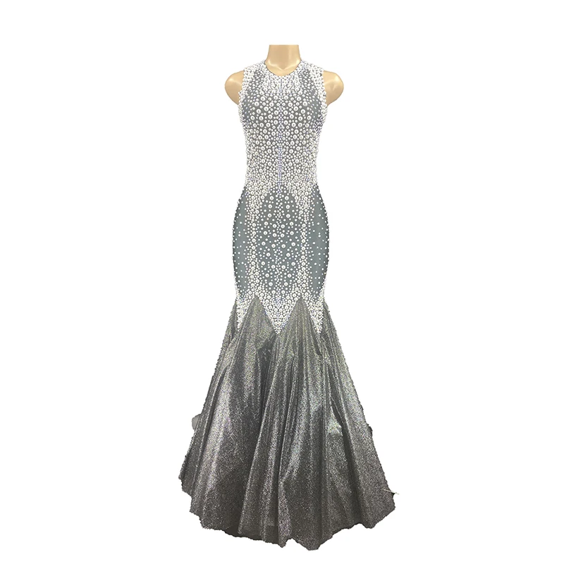 

Женское блестящее платье-русалка, черное платье певицы, сексуальное элегантное вечернее платье для выпускного вечера, костюм для сцены, 2022