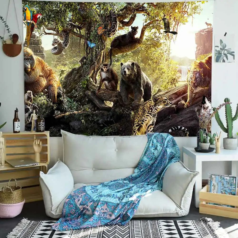 Simсант психоделический зеленый лес гобелен Триппи гриб кролик настенные