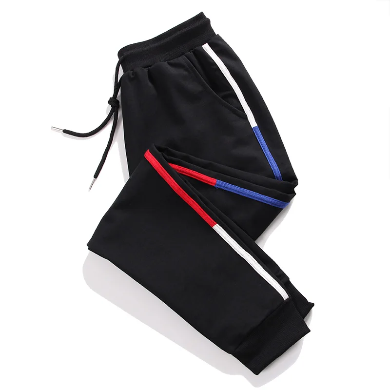 Размера плюс 5XL триколор и вставками из другой ткани в полоску штаны шаровары