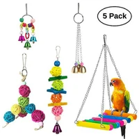 bird parrot bite toy swing bell bite string vine bal 5 piece set pet bird toys