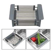 adjustable dish drying rack washing vegetable drainer fruit drain basket for sink stainless steel kitchen organizer accessories