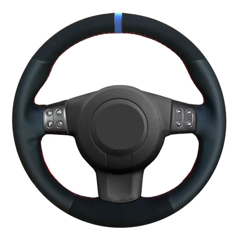 

Car Steering Wheel Cover DIY Hand-stitched Black Genuine Leather Suede For Seat Leon (Mk2) 2006-2008 Ibiza (6L) 2007