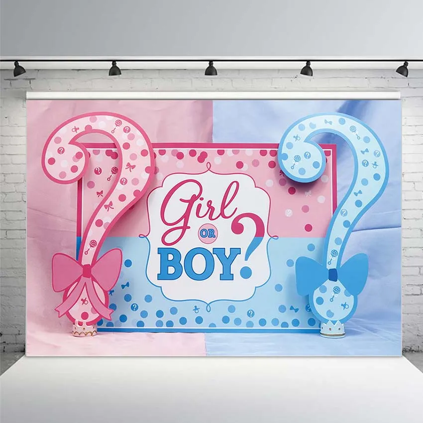 

Gender Reveal Balloons Girl or Boy Tapestry Party Background Vinyl Cloth Baby Shower Activity Backdrop Decorations Kids