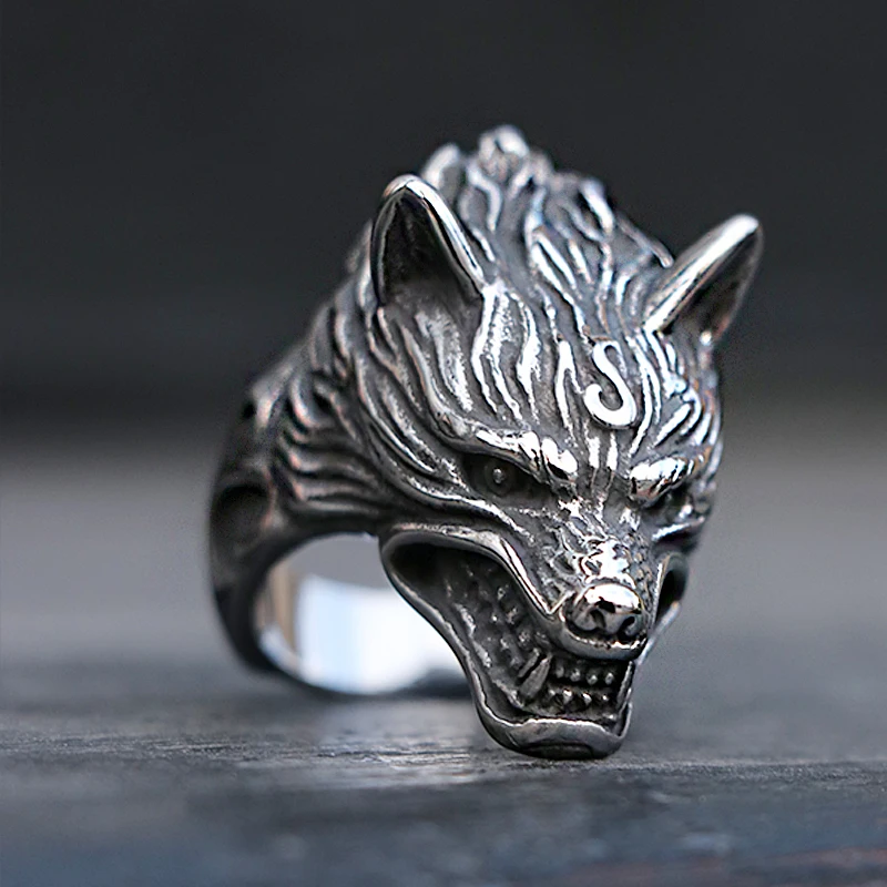 Прохладный 316L Нержавеющая сталь Викинг Волк кольцо Для мужчин Байкер Волчья