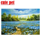 Цветы, ландшафты, домашняя настенная декорация, мозаика, вышивка, пейзаж, искусство, сделай сам, алмазная вышивка, квадратная вышивка, круглые алмазы