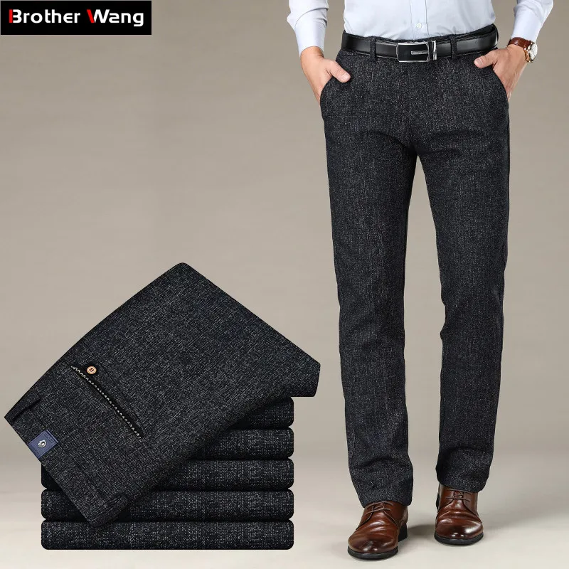 Новинка Осень зима 2019 мужские плотные повседневные брюки деловая мода маленькие