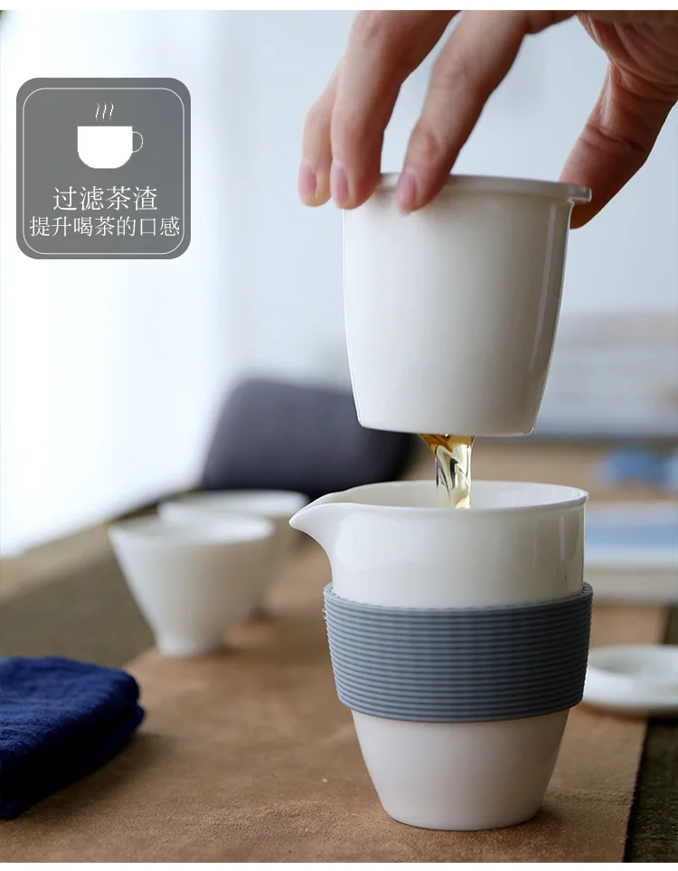 Yangzhiyu белый Керамика путешествия и рисунком кунг-фу Чай набор для отдыха на