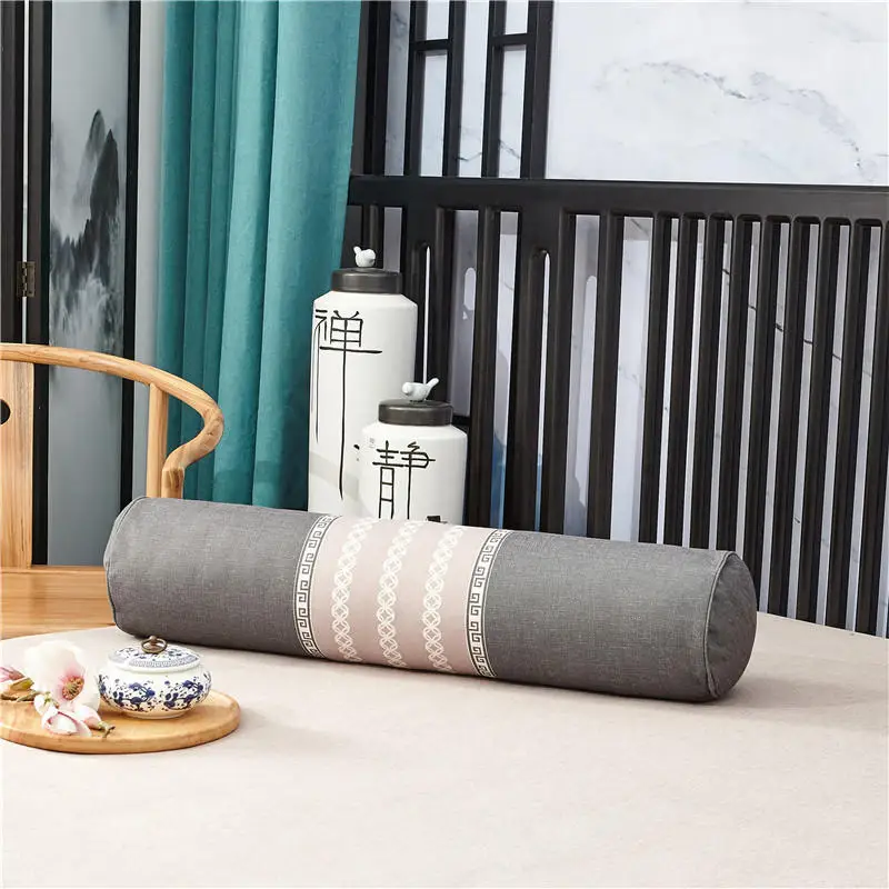 Традиционная вышивка из плотного хлопка и льна цилиндрическая длинная подушка