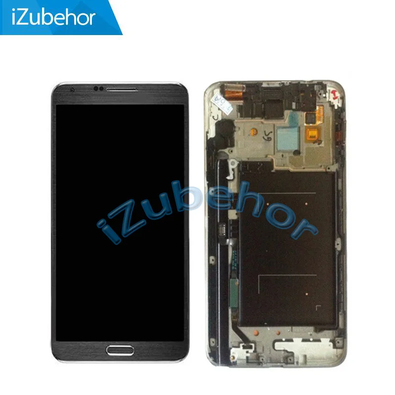 Черно-белый ЖК-экран с дигитайзером сенсорного экрана в сборе + рамка для Samsung Note 3