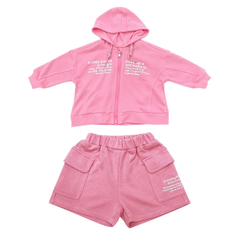 

Children Clothing Spring Summer Baby Girls Clothes Hooded Topds+ Shorts Outfit Suit Toddler Kids Tracksuit For Girls Clothing