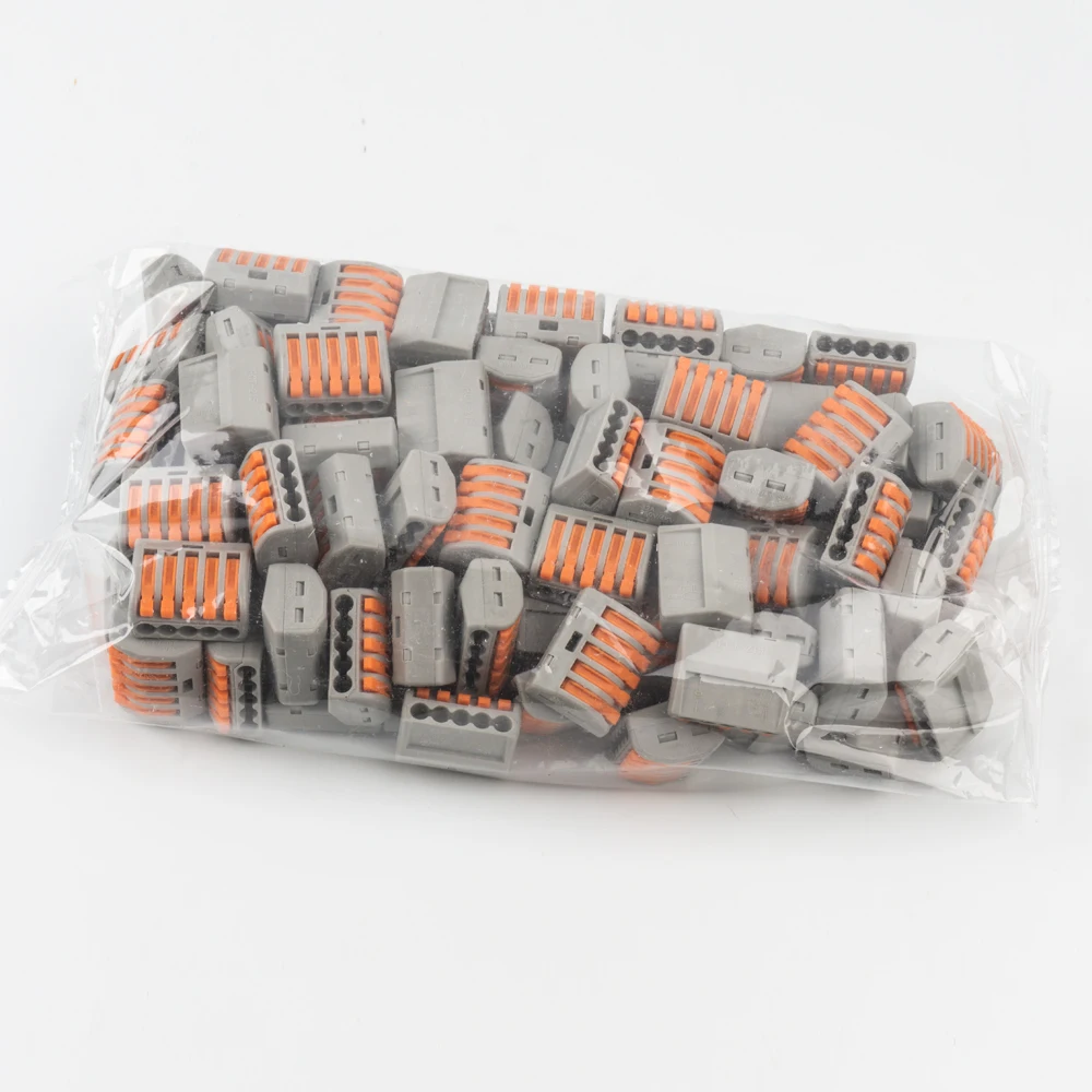 100pcs 5pin mini wire Connectors Universal Compact Wiring Connector push-in Terminal Block PCT-215 | Обустройство дома