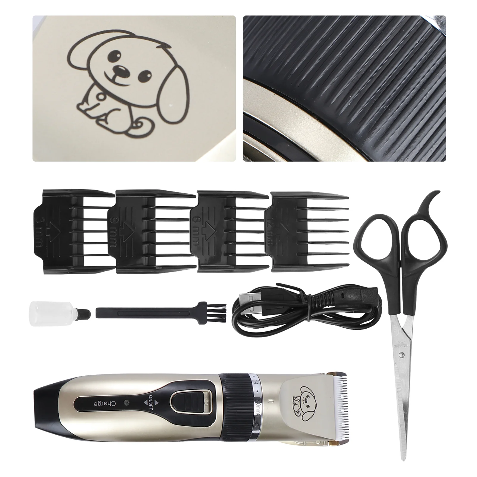 

Pet Hair Clipper USB Charging Pet Hair Trimmer Dog Hair Scissor Pet Supplies for Home Use (with Scissors)