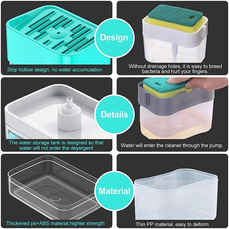 Дозатор для жидкого мыла кухонный держатель губки в раковину ручной Диспенсер